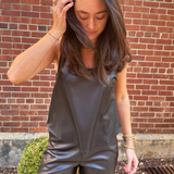 Jadyn Vegan Leather Tank - Black