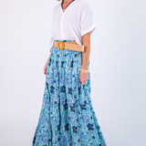 Lucy Smocked Maxi Skirt - Hibiscus Seafoam