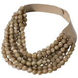 Chunky Bead Layered Necklace - Brown