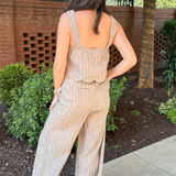 Phuket Squareneck Top - Brown Stripe