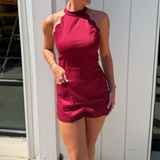 USC Scalloped Romper - Maroon