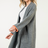 Uno Back Stripe Cardigan - Grey