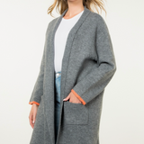 Uno Back Stripe Cardigan - Grey