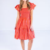 Lil Smocked Mini Dress - Gingham Red