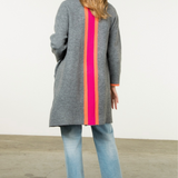 Uno Back Stripe Cardigan - Grey