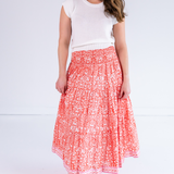 Britt Smocked Midi Skirt - Blossom Peach