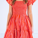 Lil Smocked Mini Dress - Gingham Red