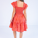 Lil Smocked Mini Dress - Gingham Red