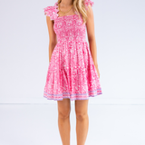 Chloe Scalloped Mini Dress - Blossom Bubblegum