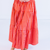 Lucy Smocked Midi Skirt - Gingham Red