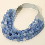 Chunky Bead Layered Necklace - Blue Multi