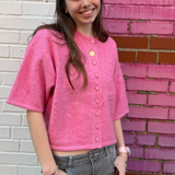 Kelli Short Sleeve Sweater - Pink