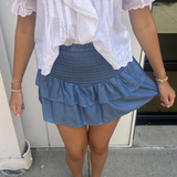 Lora Ruffle Mini Skirt - Denim