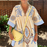 Kaci Embroidered Mini Dress - Blue