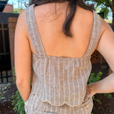Phuket Squareneck Top - Brown Stripe