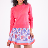 Sandy Smocked Mini Skirt - Hibiscus White