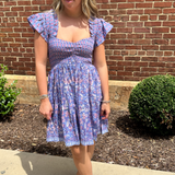Abby Sweetheart Blockprint Mini Dress - Purple Mix BP