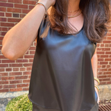 Jadyn Vegan Leather Tank - Black