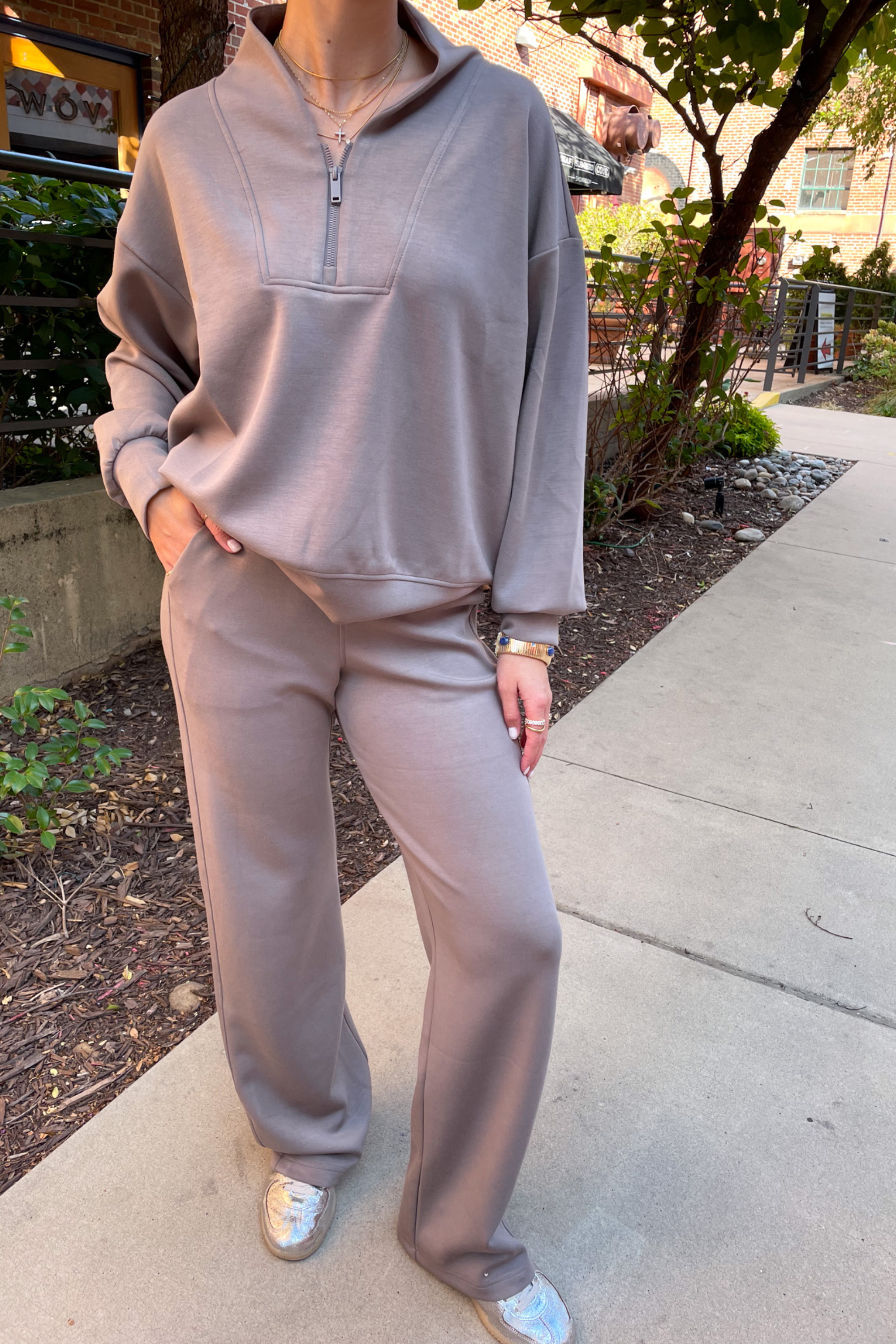 Sallie Scuba Straight Pant - Mocha