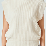Rachel Roundneck Vest Knit Top - Cream