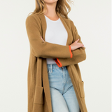 Uno Back Stripe Cardigan - Camel