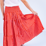 Lucy Smocked Midi Skirt - Gingham Red