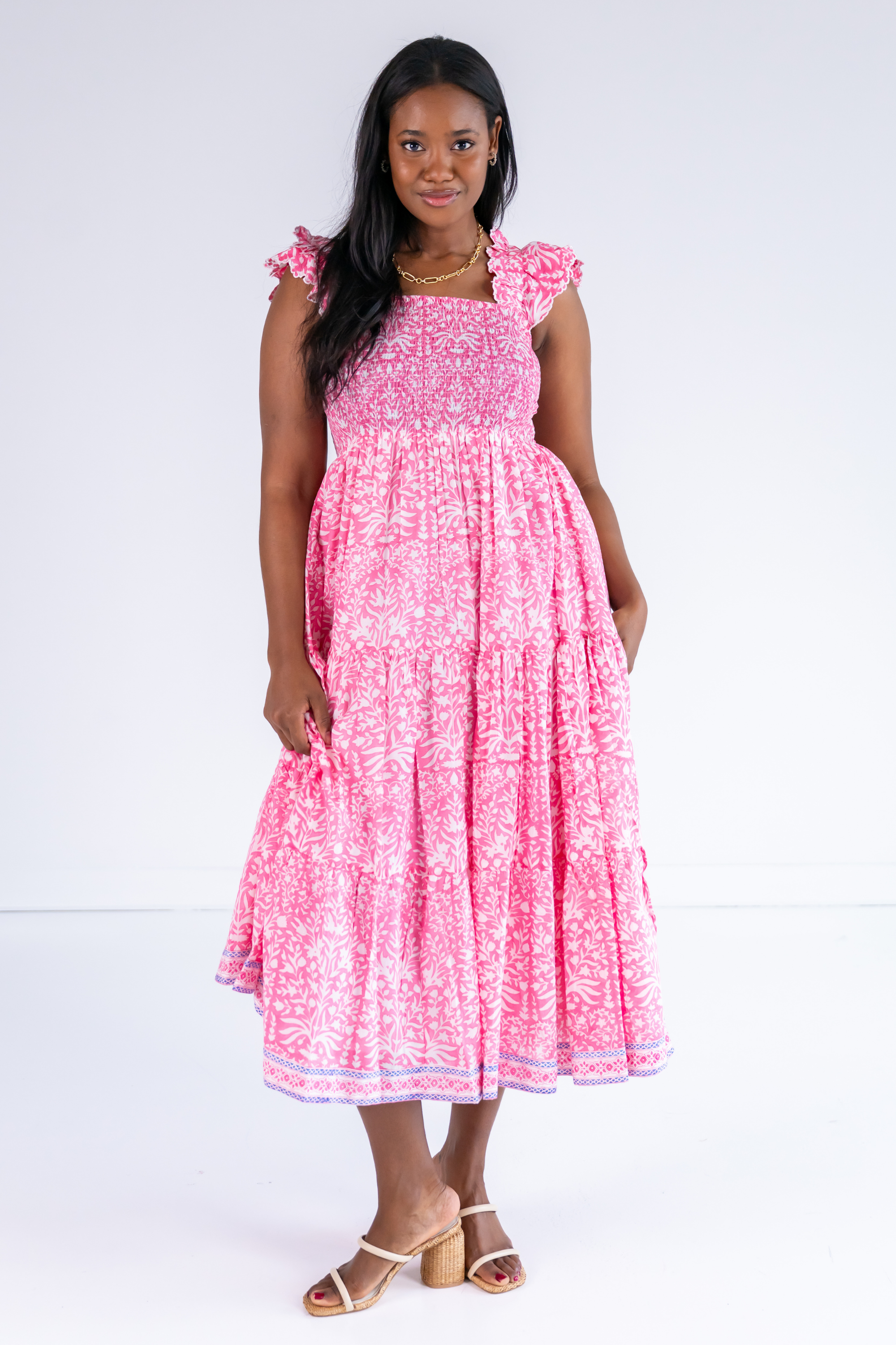 Chloe Scalloped Maxi Dress - Blossom Bubblegum Lilbelle Charlotte Chloe Scalloped Maxi Dress - Blossom Bubblegum Lilbelle Charlotte