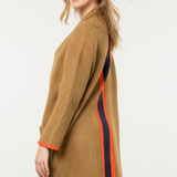 Uno Back Stripe Cardigan - Camel