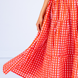Erin Tie Back Maxi Dress - Gingham Red