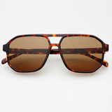 Billie Aviator Sunglasses - Dark Tortoise / Solid Brown