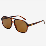 Billie Aviator Sunglasses - Dark Tortoise / Solid Brown