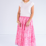 Lucy Smocked Midi Skirt - Blossom Bubblegum