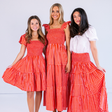 Erin Tie Back Maxi Dress - Gingham Red