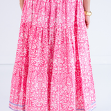 Lucy Smocked Midi Skirt - Blossom Bubblegum
