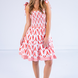 Joy Bow Mini Dress - Lobsters Peach