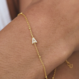 Petite Initial Chain Bracelet - E