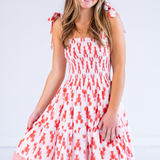 Joy Bow Mini Dress - Lobsters Peach