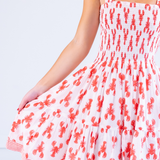 Joy Bow Mini Dress - Lobsters Peach