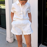 Greer Lace Elastic Shorts - White