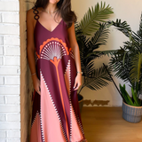 Patricia Silk Maxi Dress - Red Multi