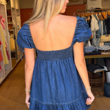 Hanna Denim Babydoll Mini Dress - Denim