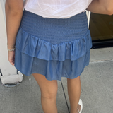 Lora Ruffle Mini Skirt - Denim