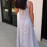 Piper Halter Linen Maxi Dress - Misty Blue