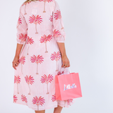 Sammy Long Sleeve Caftan Maxi - Palm Stripe Coral