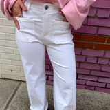Fiona Front Pocket Straight Leg Jean - White