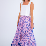 Britt Smocked Maxi Skirt - Cornflower Lobsters/Pink Stripe