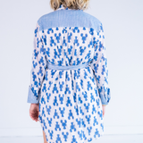 Kissy Belted Mini Shirtdress - Lobsters Bright Blue