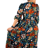 Julia Tiger Floral Maxi Dress - Black