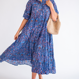 Taylor Collar Maxi Dress - Navy Multi Blossom