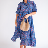 Taylor Collar Maxi Dress - Navy Multi Blossom